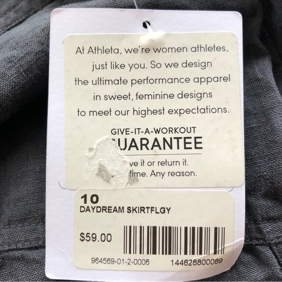 Athleta Daydream Flint Skirt Gray 100% Linen Semi Fitted Casual Flair SZ 10 - Picture 9 of 10